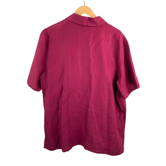 John Paul Richards 100% linen relaxed button shirt with sequin beads floral sz L - Picture 3 of 7